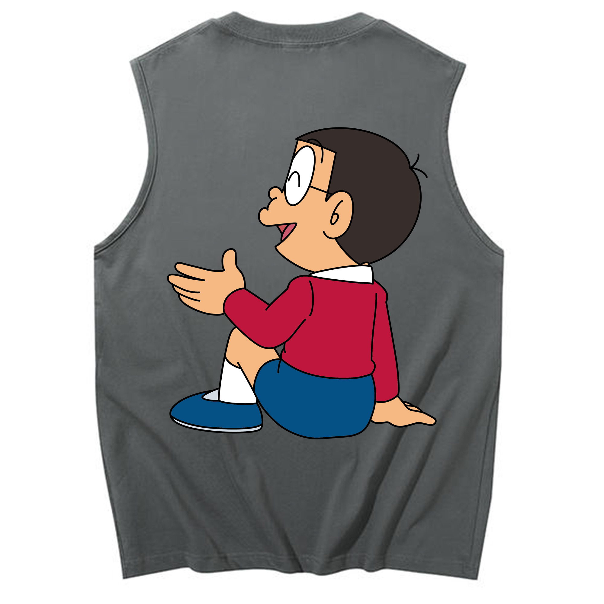 （画像用） ドラえもん 野比 のび太 Doraemon Nobita Nobi コットン100％タンクトップ（背面プリント）